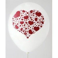 White Hearts Printed Balloons